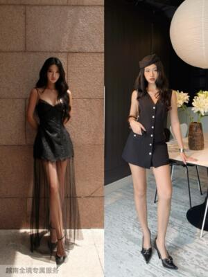 越在线越南小众ameliee新款吊带纱裙连衣裙/v领无袖短裤连衣裙