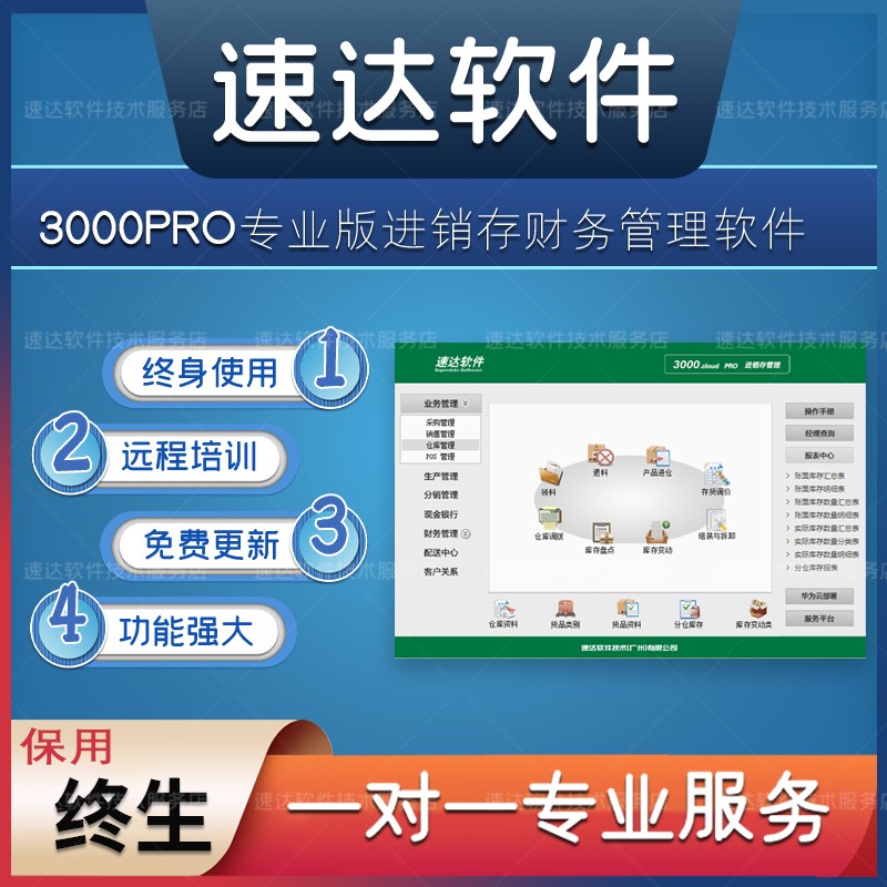 速达3000pro.cloud专业版进销存财务管理软件仓库库存单机网络版G