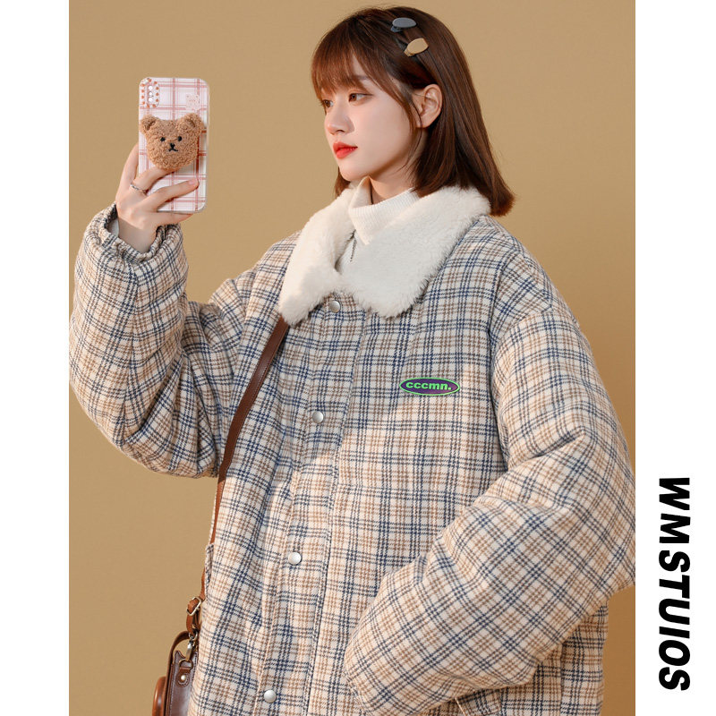 冬季大码胖mm中性女装加厚慵懒风羊羔毛外套情侣衣服200斤,女装棉衣/棉服,星座909-2（原星座717-2）
