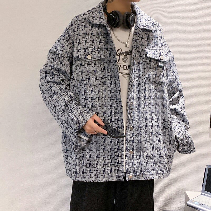 港风编织ins小香风男装中性外套大码情侣装夹克加大码宽松胖子,男装夹克,星座909-2（原星座717-2）