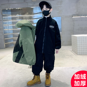 男童冲锋衣2023新款三合一可拆卸儿童装中大童棉服男孩外套秋冬款