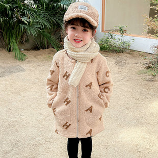 女童冬季加绒加厚罩衣长袖儿童罩衫小孩羽绒服护衣宝宝吃饭画画衣