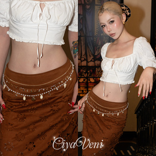 CIYAVENI原创设计镶钻复古巴洛克珍珠贝壳叠戴配饰轻奢百搭腰链