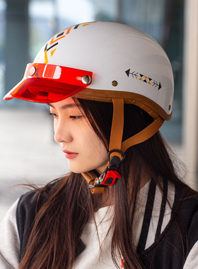 新国标3C认证日式电动摩托车四季通用头盔男复古女士冬季可爱瓢盔