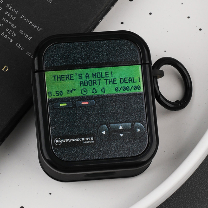 悟望初品 复古BB机原创意设计适用苹果AirPods 1/2/4代简约白色新3代保护套Pro 3代无线蓝牙方形耳机分体软壳