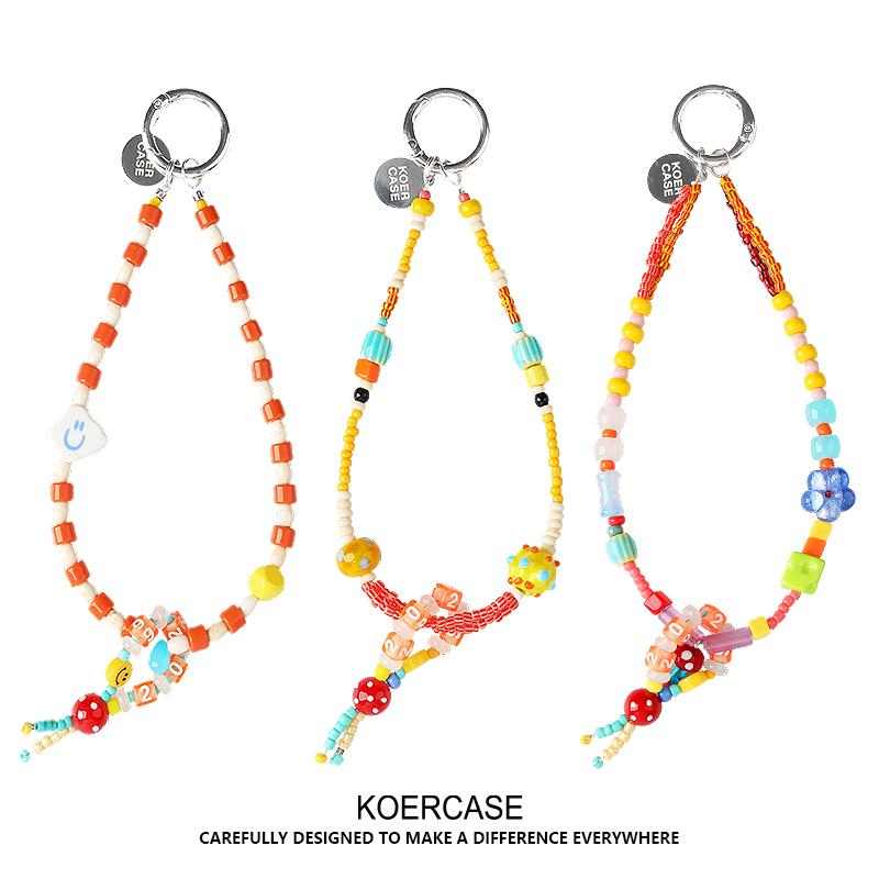 笑脸花朵星球彩色手机壳手腕挂绳