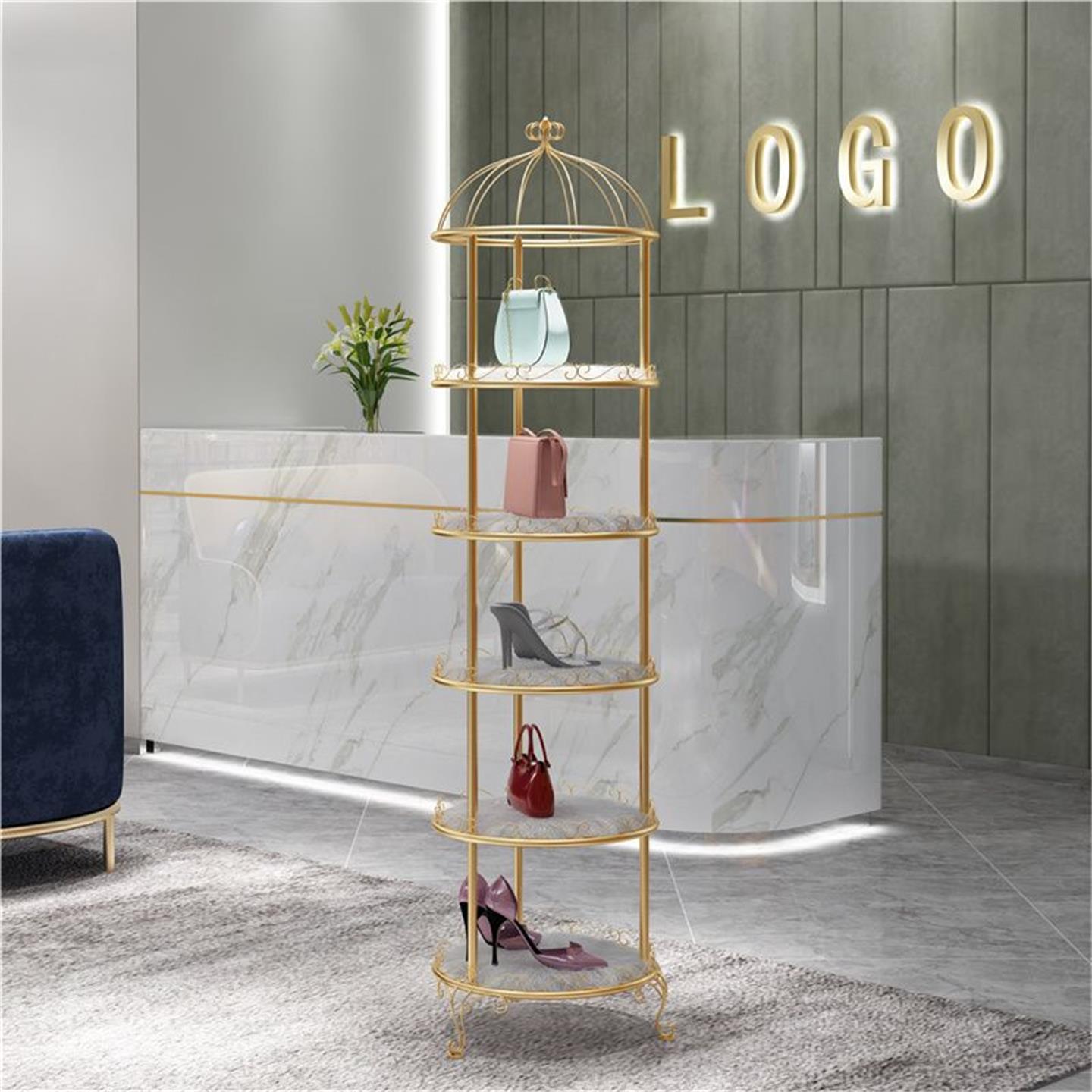 铁艺包包架子多层工艺展示收纳装饰品置物鸟笼落地鞋店展示架加厚