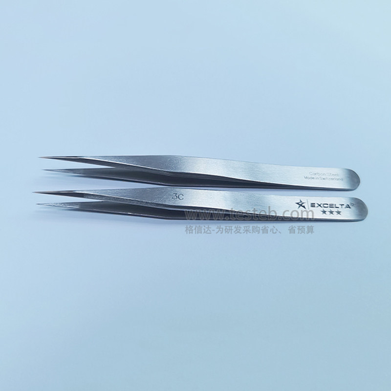 美国Excelta 3C碳钢镊子高硬度60HRC尖头0.2mm磁性3C-S高碳不锈钢
