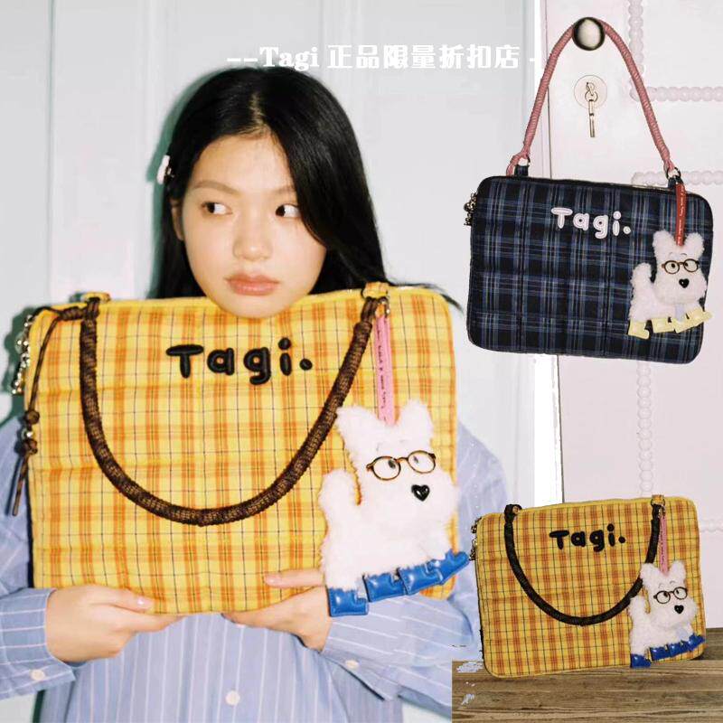 Tagi编织小枕头帆布手提单肩防摔防震电脑包游戏本15.6寸笔记本包