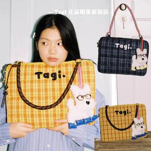Tagi编织小枕头帆布手提单肩防摔防震电脑包游戏本15.6寸笔记本包