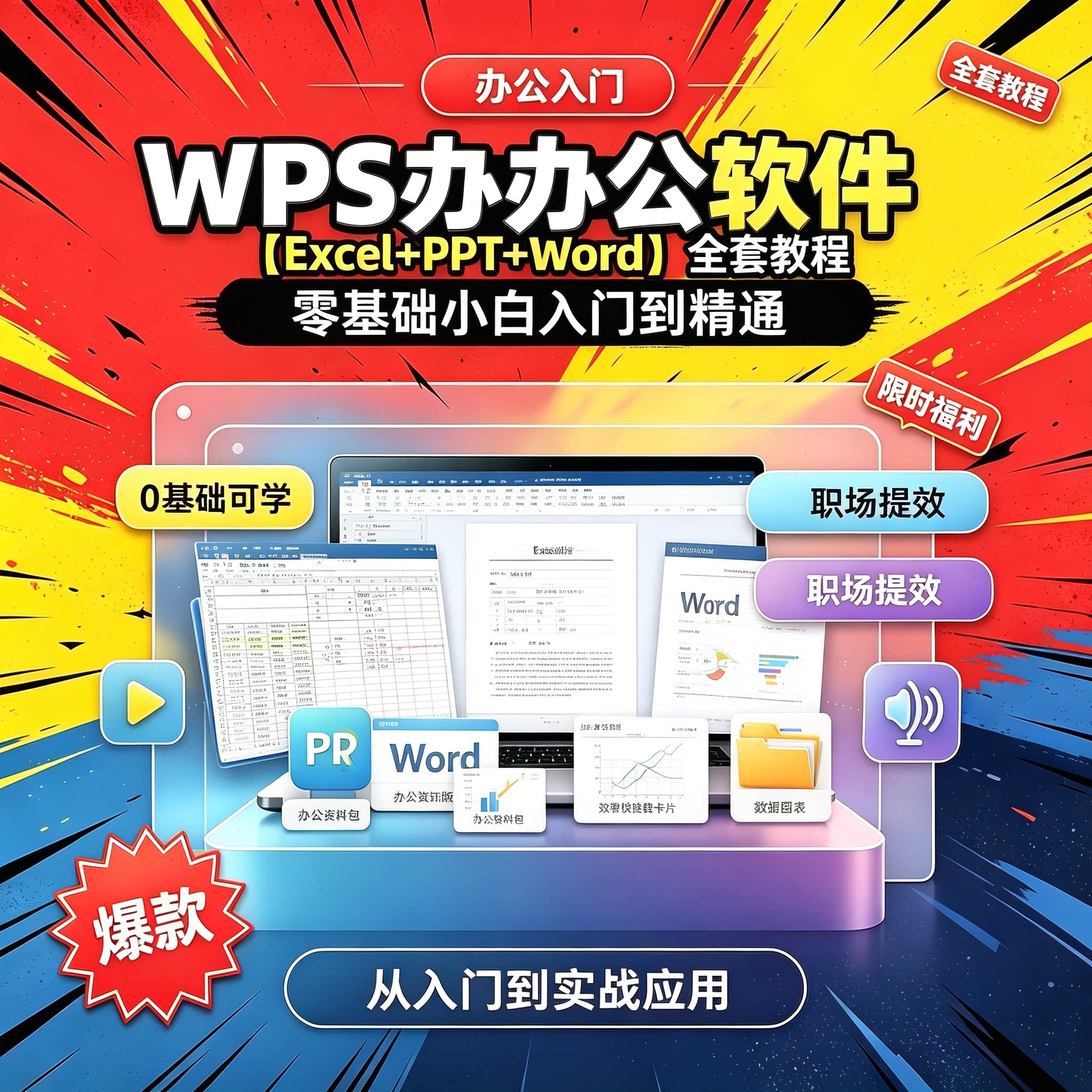 wps 全套视频教程办公软件 word ppt excel office零基础办公课程