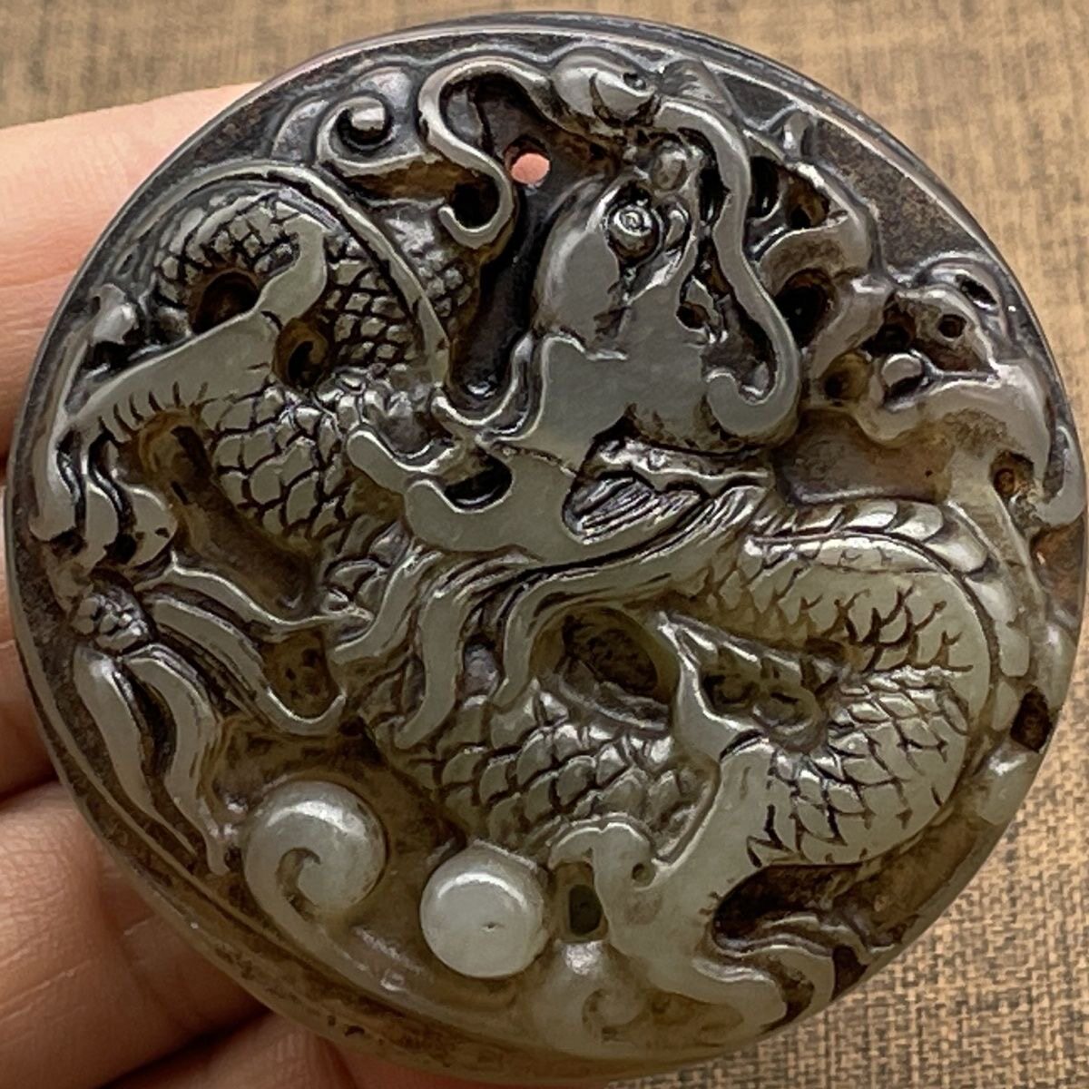 老玉文玩老岫玉包浆挂件高古玉旧玉器把玩挂件玉佩玉石生肖龙牌