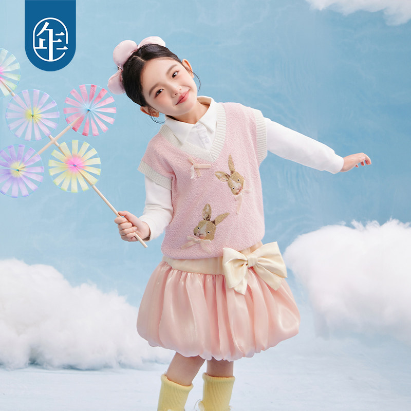 年衣童装女童套头针织马甲2025年春季新款婴儿宝宝坎肩马夹背心