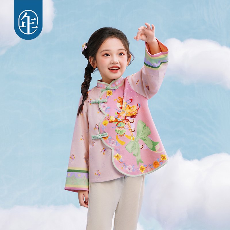 年衣童装女童新中式唐装外套儿童春装新款女孩国风汉服古装上衣