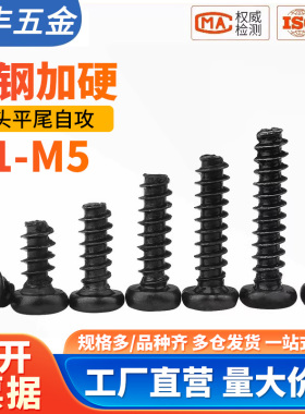 PB加硬铁碳钢黑色圆头十字平尾自攻螺丝盘头小螺钉M1M1.2M2M3M4mm