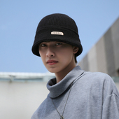 渔夫帽男毛线帽秋冬保暖护耳潮流ins男帽时尚 百搭盆帽套头针织帽