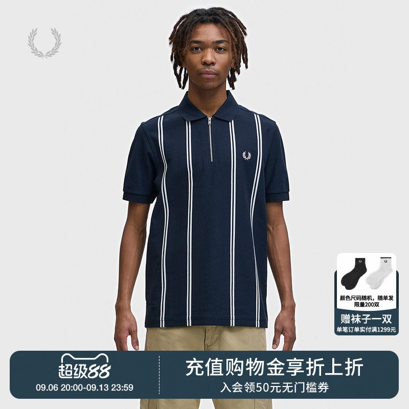 FREDPERRY半拉链polo衫英伦风图片