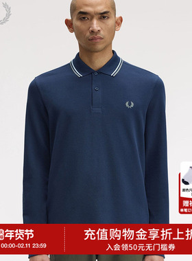 FRED PERRY男士休闲POLO衫2025冬季条纹麦穗刺绣长袖上衣潮M3636