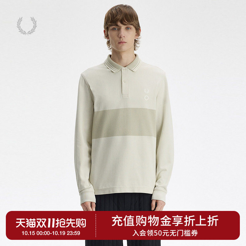 FRED PERRY男装拼色长袖polo衫2026秋季新款时尚型男翻领休闲上衣