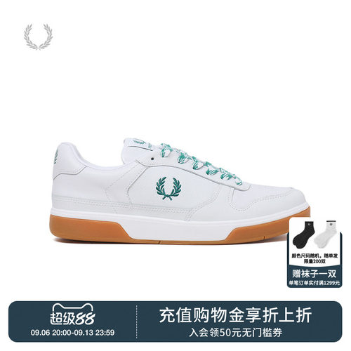 FRED PERRY男装休闲鞋夏季新款运动系带麦穗刺绣小白鞋B9310