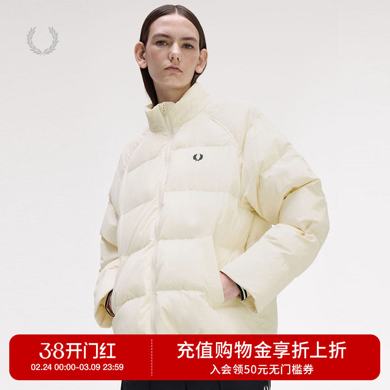 FRED PERRY女装立领拉链夹克2025冬季新款日常休闲风纯色棉服外套