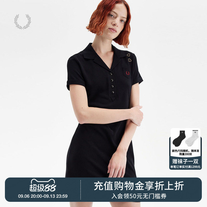 FRED PERRY.Amy联名款连衣裙夏新款短袖心形麦穗POLO裙D9107图片