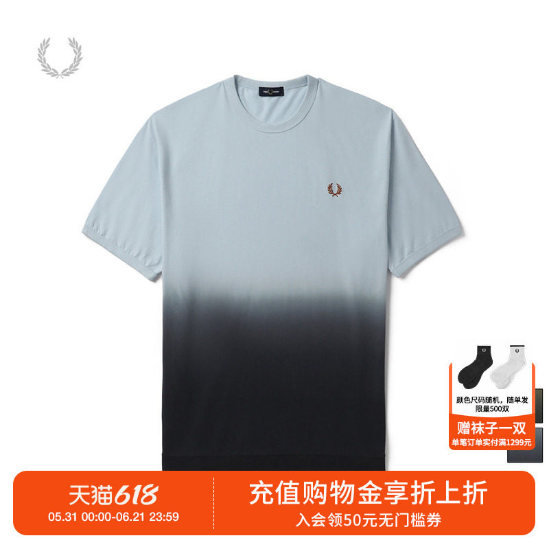 FRED PERRY男士短袖T恤夏季新款休闲圆领渐变麦穗刺绣上衣棉M5678