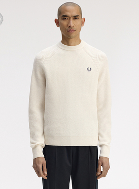 FRED PERRY男士休闲针织衫2025冬季新款长袖纯色麦穗刺绣K1548