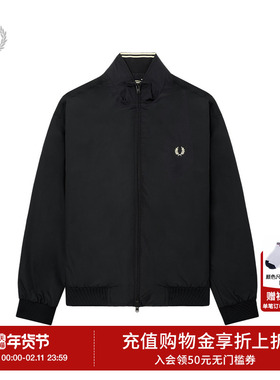 FRED PERRY男士休闲夹克2025冬季拉链麦穗刺绣宽松立领外套J2660
