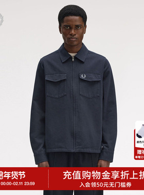 FRED PERRY男士休闲夹克2025冬季翻领拉链口袋麦穗刺绣外套M9833