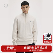 休闲卫衣2025冬季 FRED PERRY男士 条纹拉链半开襟麦穗刺绣潮M3574