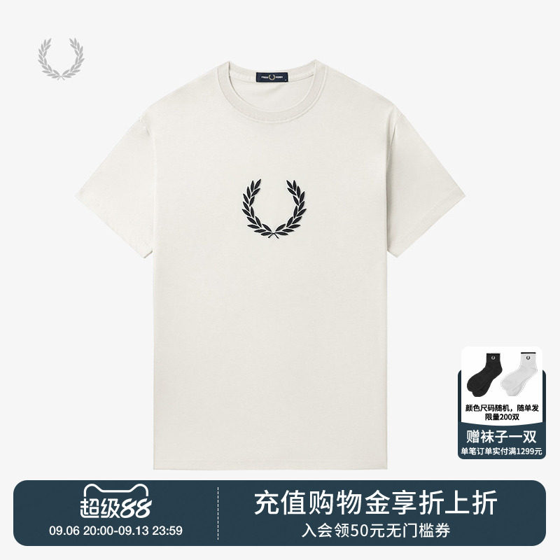 FRED PERRY男装休闲T恤夏季新款宽松麦穗圆领套头短袖衫M8587图片