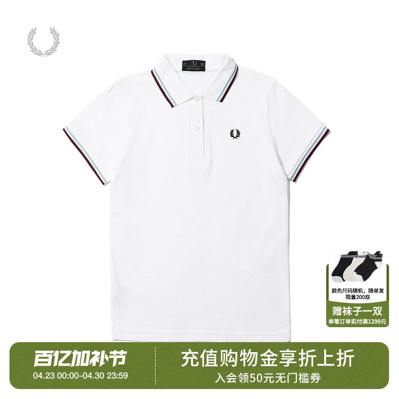 FRED PERRY女装短袖polo衫2026夏季新款时尚活力麦穗刺绣翻领上衣