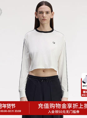FRED PERRY女士长袖T恤2025冬季休闲logo串标麦穗刺绣短款潮G1109