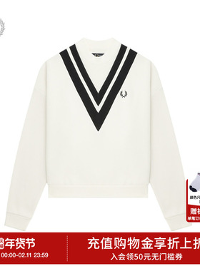 FRED PERRY女士休闲卫衣2025冬季新款宽松圆领撞色麦穗刺绣G1172