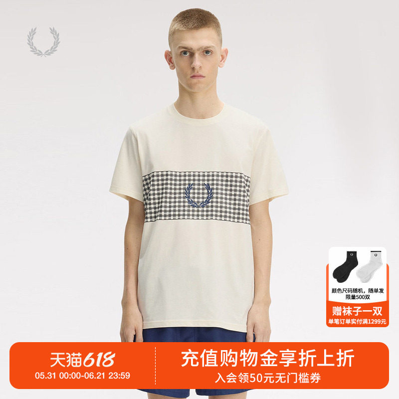 FRED PERRY男装短袖T恤2026夏季新款休闲时尚圆领麦穗宽松半袖
