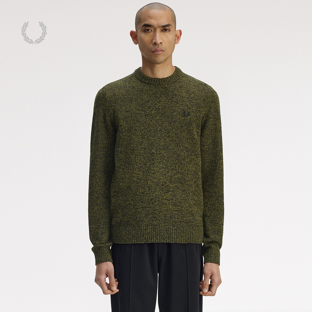 FRED PERRY男士休闲针织衫2025冬季新款长袖宽松麦穗刺绣K1549