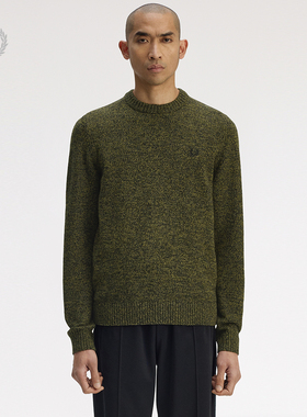 FRED PERRY男士休闲针织衫2025冬季新款长袖宽松麦穗刺绣K1549