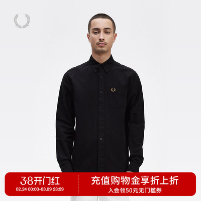 FREDPERRY纯色长袖衬衫简约通勤