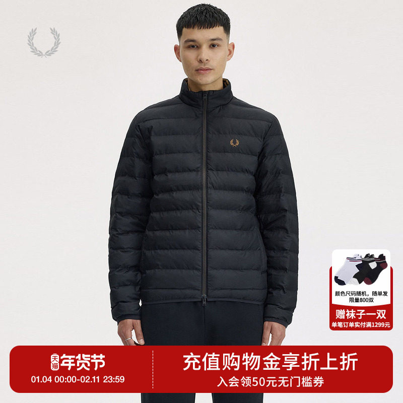 FRED PERRY男士休闲夹克2025冬季新款立领宽松麦穗刺绣外套J4564