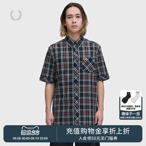 FREDPERRY短袖格纹衬衫英伦质感