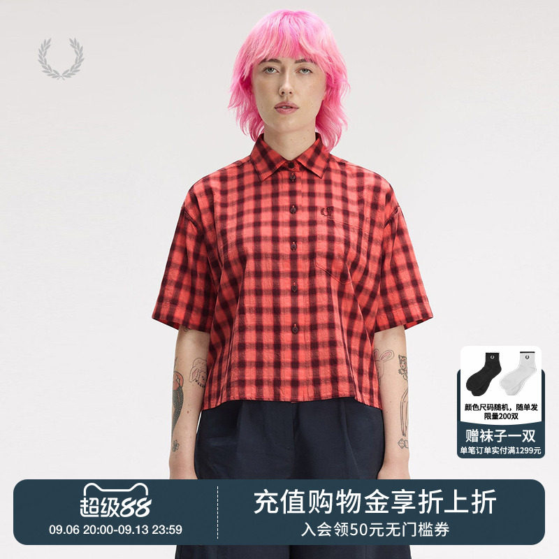FREDPERRY格纹短袖衬衫图片