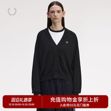 FRED PERRY女士休闲针织衫2025冬季新款V领开衫麦穗刺绣长袖K1120