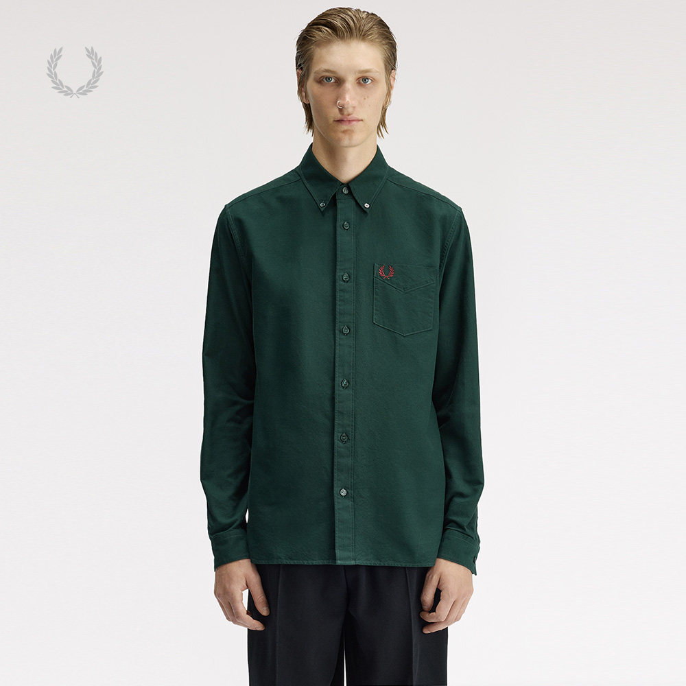 FRED PERRY男装纯色长袖衬衫2026夏季新款通勤款麦穗logo刺绣衬衣