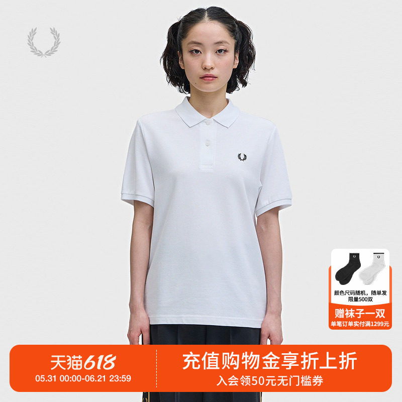 FRED PERRY女装纯色短袖polo衫2026夏季新款简约休闲风翻领上衣