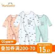 Babyiesies cotton mùa xuân và mùa hè mỏng phần quần áo sơ sinh quần áo mùa thu đồ ngủ điều hòa không khí quần áo nữ quần áo trẻ em - Áo liền quần