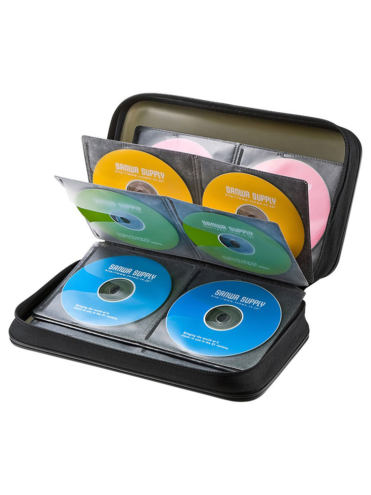 일본 SANWA 96 디스크 대용량 BLU-RAY 디스크 보관 상자 CD|DVD 보관 가방 휴대용 충격 방지