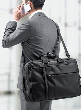 日本SANWA电脑包27L大容量行李背包17寸出差通勤3WAY男商务公文包斜挎单肩手提双肩笔记本包a4文件包公事横款