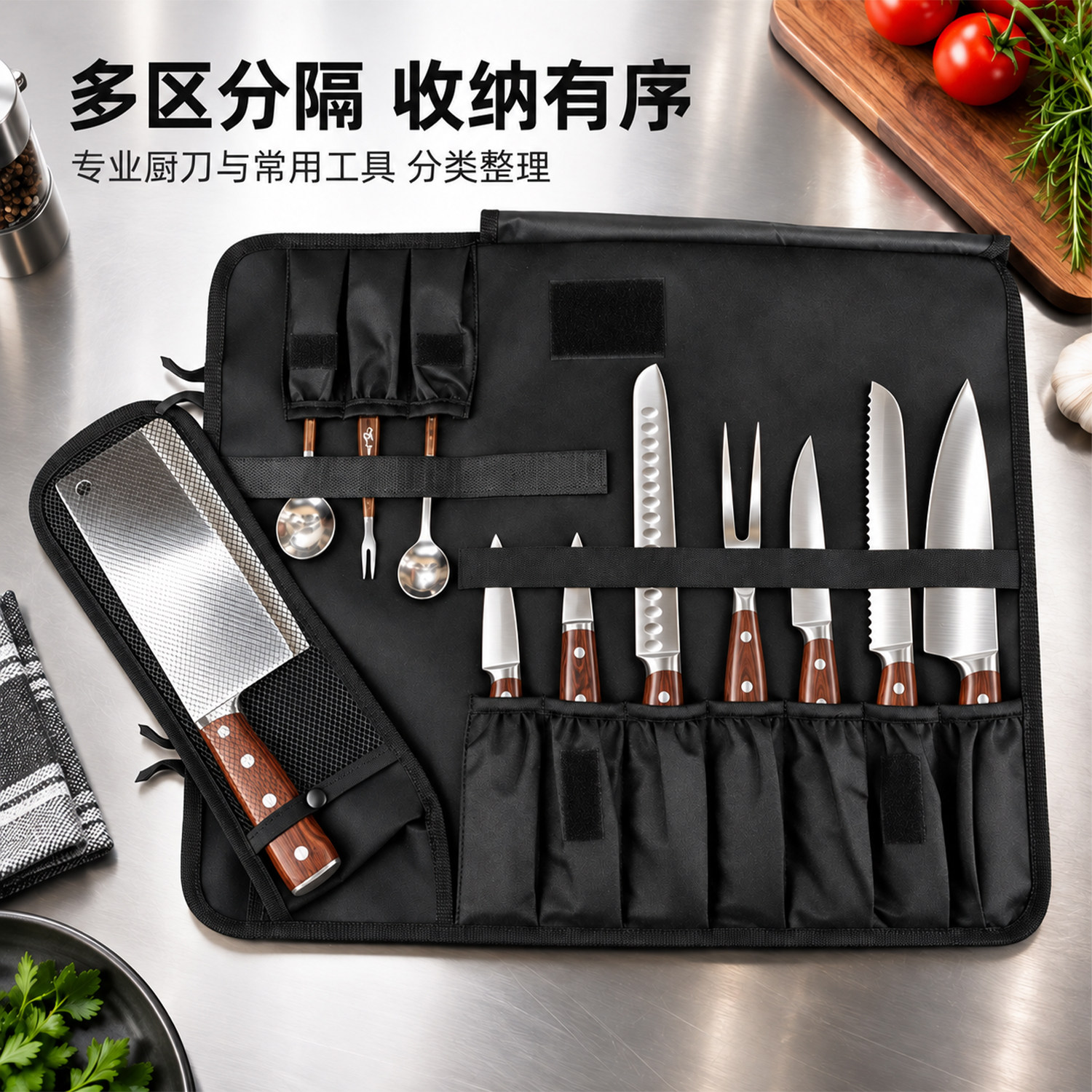 厨房工具包耐磨防水厨具菜刀收纳包便携实用餐刀具背包折叠厨师包