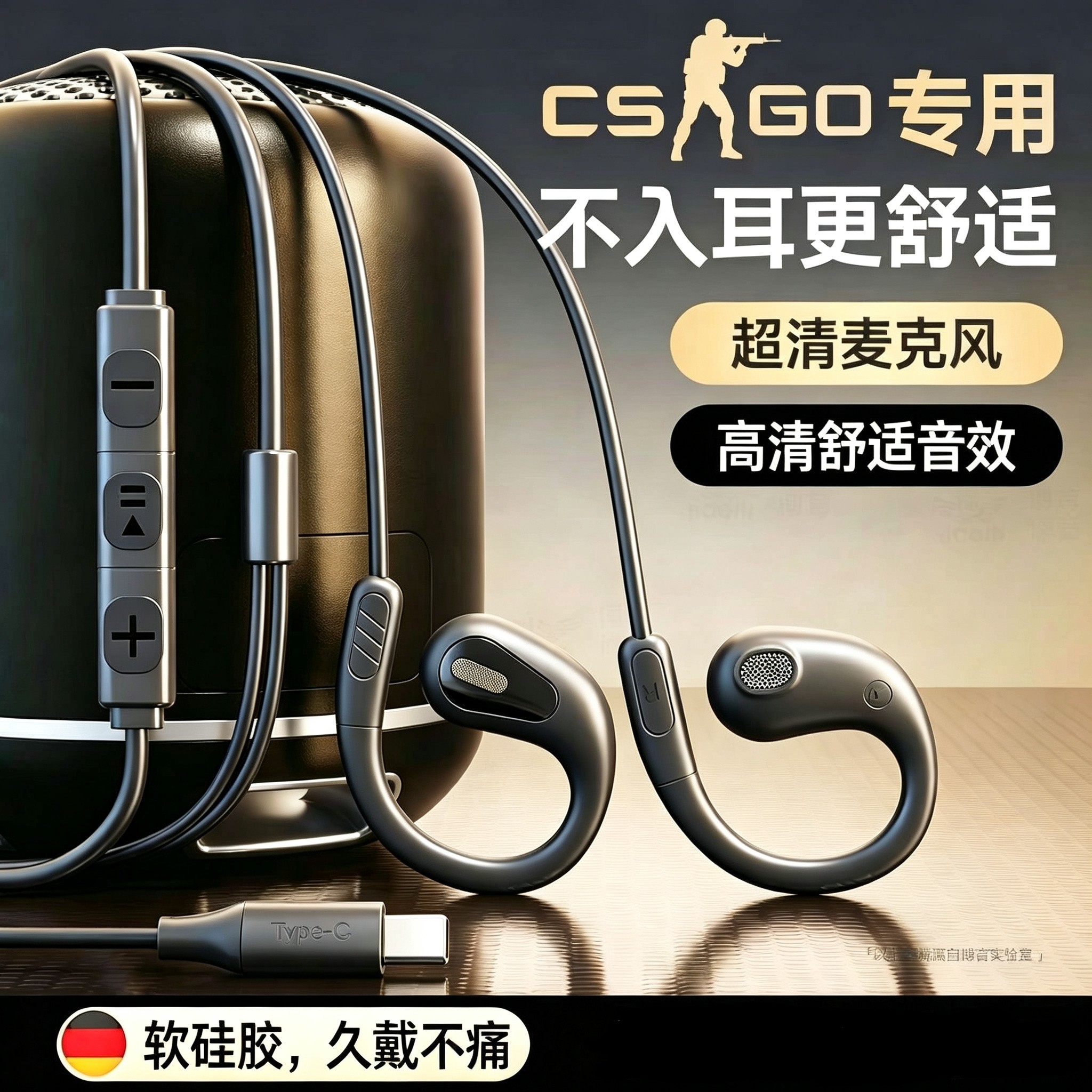 适用努比亚红魔10Air耳机挂耳式有线NX779J手机游戏电竞吃鸡耳麦